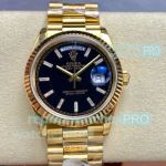 Perfect clone 8+ factory Rolex Day-Date black dial 904L stainless steel gold plated watch